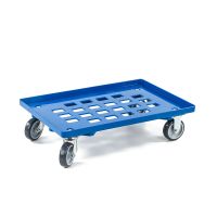 Wózek dolly do pojemników Euronorm 615x415x175 mm, plastik, ażurowe, dno