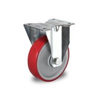 Stałe kółko do rollkontenerów fi 100 mm czerwono szare PA / PU