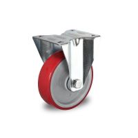 Stałe kółko do rollkontenerów fi 125 mm czerwono szare PA / PU