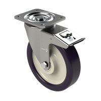 Zestaw kołowy skrętny z hamulcem, PU fi 200 mm, 450 kg