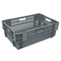 Pojemnik plastikowy  gniazdowy, sztaplowany 600x400x245mm - perforowany