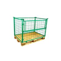 Metalowa nadstawka paletowa 1200x800x1200mm zielona, uchylna klapa