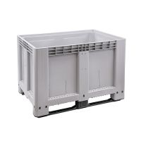 Skrzyniopaleta plastikowa 1200x800x800mm - 2 płozy, zamknięte ściany boczne i dno